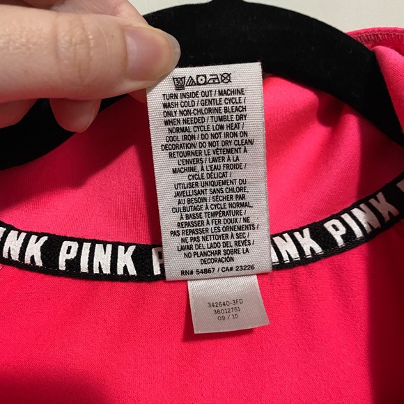 Victoria's Secret PINK Quarter Zip Longer Sleeve | Hot Pink & Black | Athletic - Picture 6 of 6